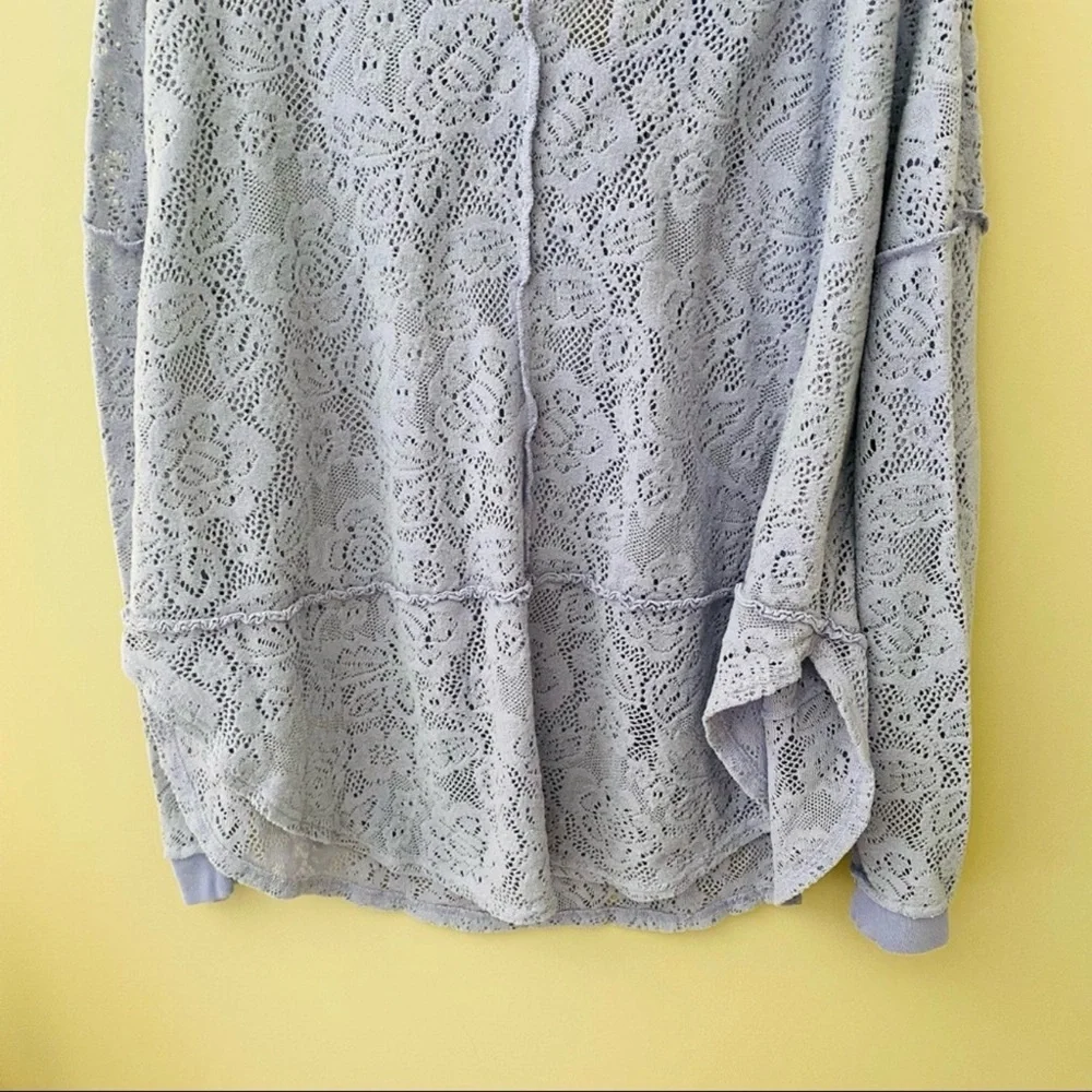 Free People Not Cold in This Lace Long Sleeve Top Purple Sz Large - Picture 8 of 10
